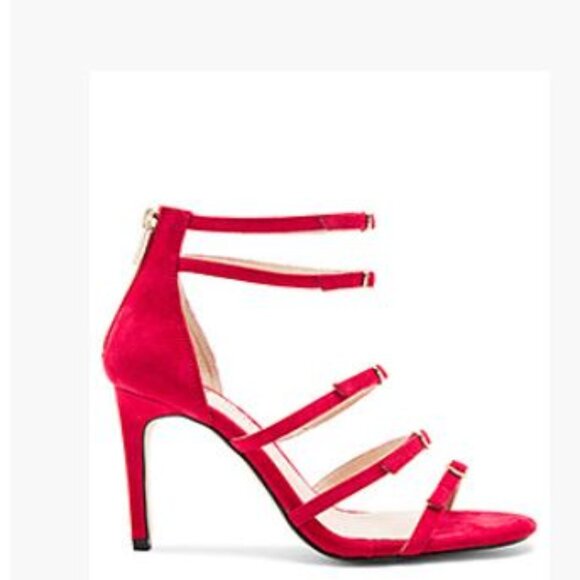 ✨NIB Beautiful RAYE Hunter Red Suede Sandals Sz 9.5 - Picture 2 of 4